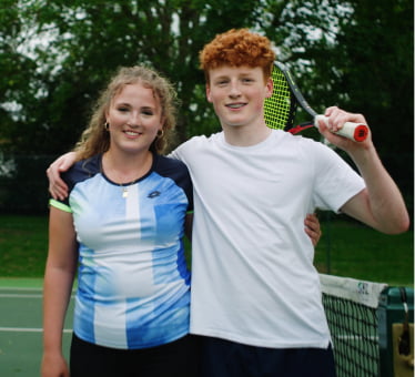friends on tennis court